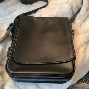 Polo by Ralph Lauren Black Leather Messenger Bag